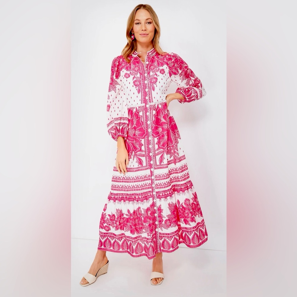NWT FARM RIO Tropical Woodcut Maxi Dress- Size SMALL